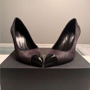 Giuseppe Zanotti Pony Hair Pointed Toe
Pumps Black Gray Italian Luxury 36